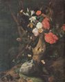 Ruysch, Rachel: Blumen an einem Baumstamm