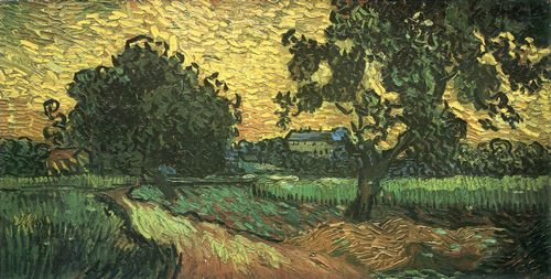 Gogh, Vincent Willem van: Landschaft mit Schloss Auvers bei Sonnenuntergang