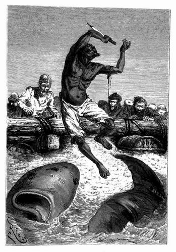 Dann strzt er sich ber die Brstung und sein Krper fllt in das Meer. (S. 186.)