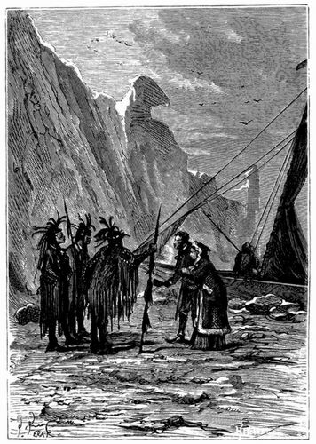 Begegnung mit Hafen-Indianern. (S. 76.)