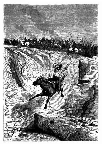 Das fhrerlose, blinde Pferd strzte mit seinem Reiter. (S. 319.)