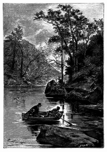 Briant, Doniphan und Moko fuhren ber den See. (S. 342.)