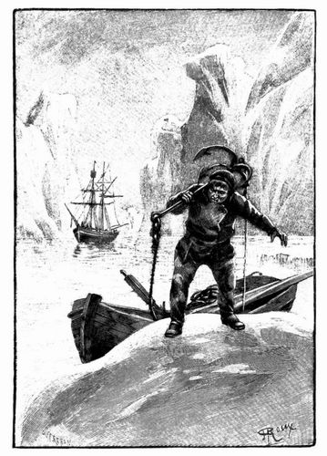 Der Mann schickte sich an, ein Greling auf eine Eisscholle zu bringen. (S. 183.)