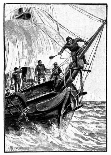 Der Hochbootsmann lie eine lange Leine ins Meer laufen. (S. 195.)