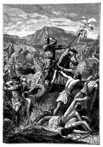 Cortez in der Schlacht von Otumba. (S. 349.)