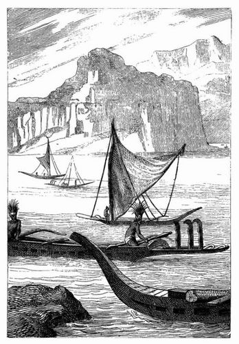 Piroguen der Marquesas-Inseln. [Facsimile. Alter Kupferstich.] (S. 101.)