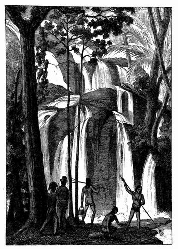 Wasserfall von Port Praslin. [Facsimile. Alter Kupferstich.]