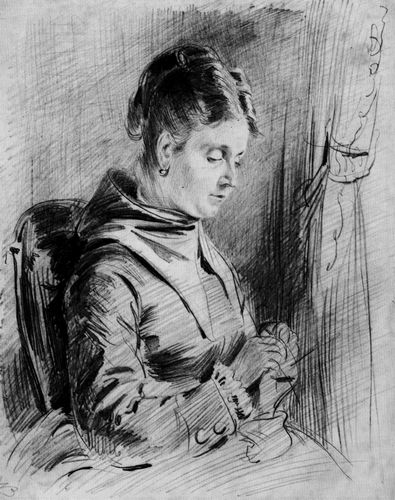 Wilhelm Busch: Johanna Keßler. Bleistift, um 1870, 28,1 × 22,5 cm