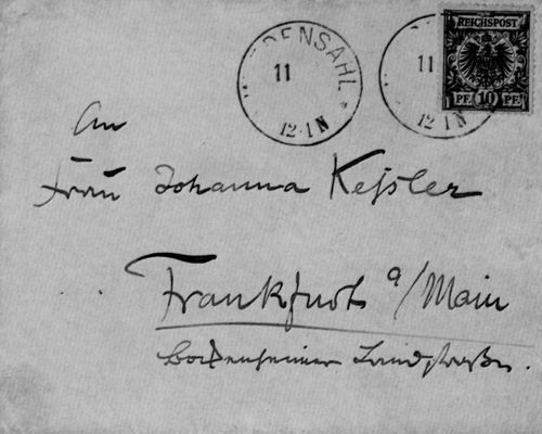 825. An Johanna Keler: Faksimile: Briefumschlag