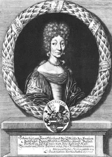 Catharina Regina von Greiffenberg (anonymer Kupferstich aus der Leichenpredigt von G. A. Hagendorn, ...