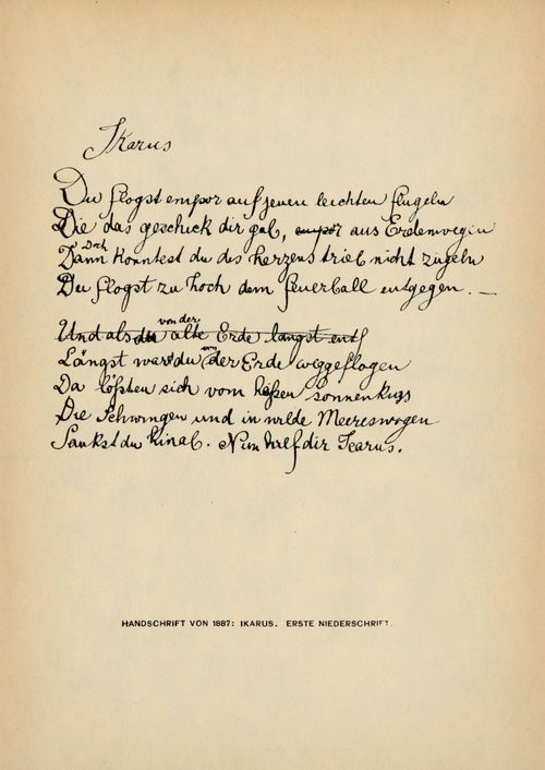 Handschrift von 1897: Ikarus. Erste Niederschrift (GAW 1, S. 133)