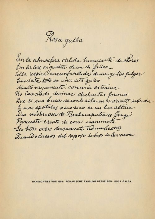 Handschrift von 1888: Romanische Fassung desselben: Rosa galba (GAW 1, S. 136)