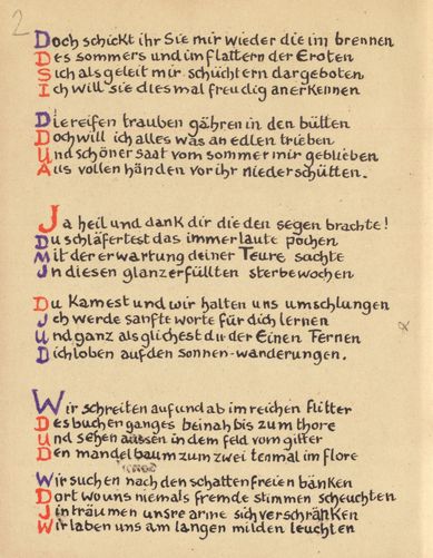 Stefan George: Das Jahr der Seele. Faksimile der Handschrift, S. 2.