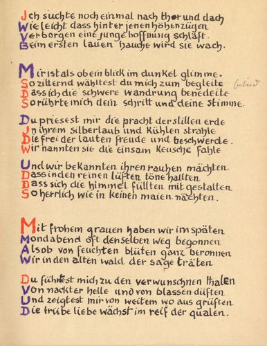 Stefan George: Das Jahr der Seele. Faksimile der Handschrift, S. 7.