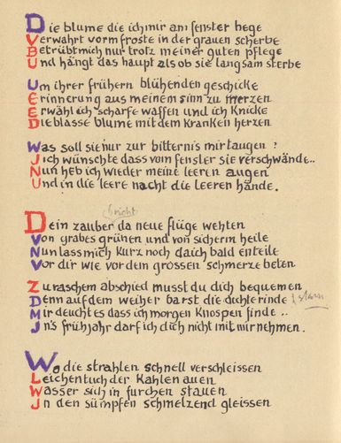 Stefan George: Das Jahr der Seele. Faksimile der Handschrift, S. 10.