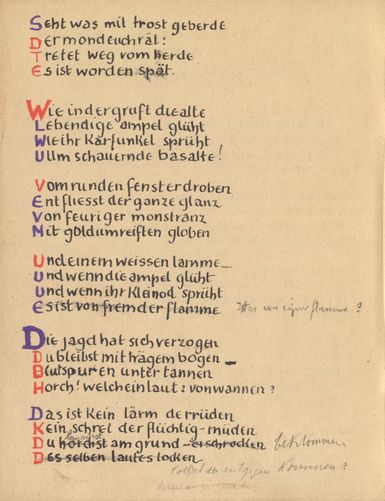 Stefan George: Das Jahr der Seele. Faksimile der Handschrift, S. 46.