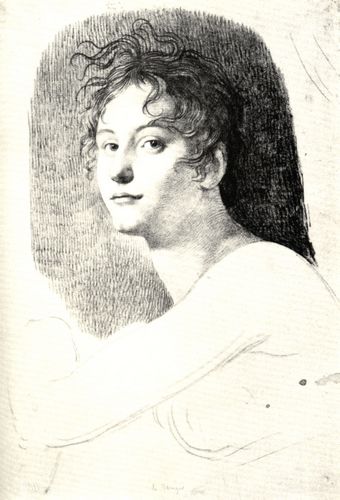 Friederike Helene Unger (Zeichnung von Johann Gottfried Schadow, schwarze Kreide mit Rtel, um ...