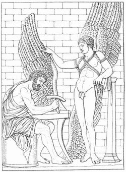 Ddalos und Ikaros, Relief in Villa Albani (Rom).