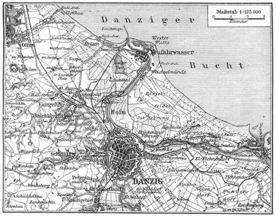 Karte der Umgebung von Danzig.