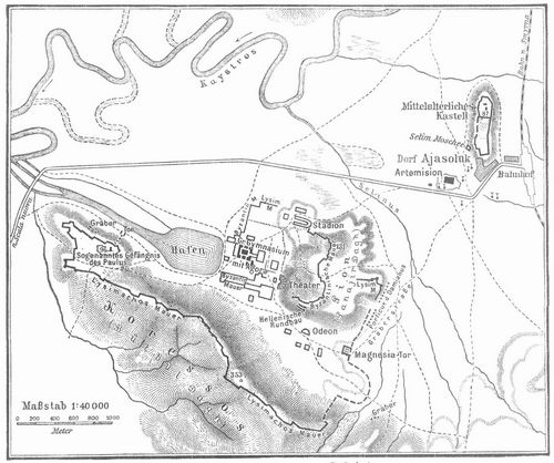 Lageplan der Ruinen von Ephesos.