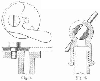 Fig. 1. Scheibenzerstuber; obere Ansicht und Durchschnitt. Fig. 2. Schlitzhahnzerstuber.