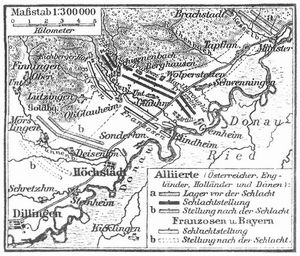 Kärtchen zur Schlacht bei Höchstädt (13. August 1704).