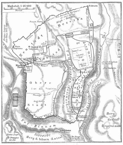 Plan des alten Jerusalem.
