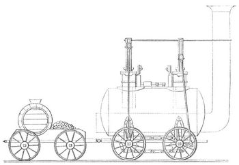 Fig. 14. Stephensons »Iron horse«. (1815–22.) Lokomotive für Kohlentransport.