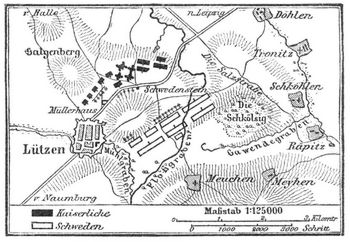Kärtchen zur Schlacht bei Lützen (16. November 1632).