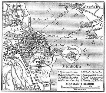 Lageplan von Stralsund.