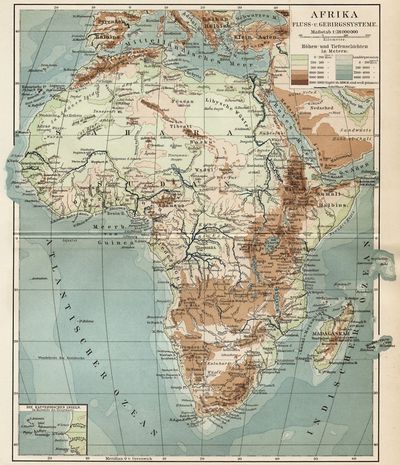 Afrika Fluss- u. Gebirgssysteme.