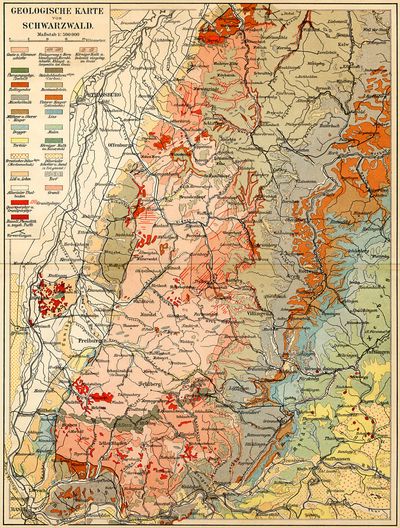 Geologische Karte vom Schwarzwald.
