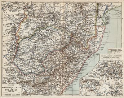 Karte des Kriegsschauplatzes in Sdafrika 1899–1902.