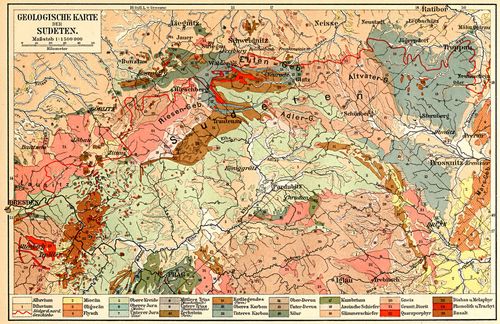 Geologische Karte der Sudeten.