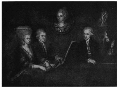 Die Familie Mozart von 1780/81. lgemlde von J.N. de la Croce (Herbst 1780 bis Mrz 1781). ...