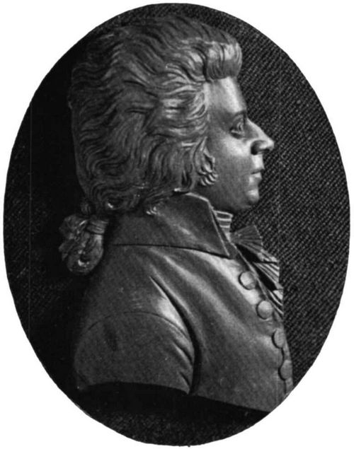 Mozart. Relief aus Buchsbaumholz von Leonhard Posch, 1789