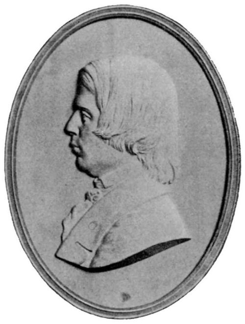 Robert Schumann.⋼Photographie des Relief-Medaillons vom Leipziger Schumann-Denkmal.(S. 66)