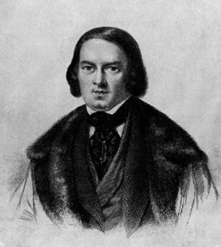Robert Schumann.⋼Nach einem Stahlstich von A. Hssener, im Besitz der Gesellschaft der Musikfreunde in Wien.(S. 73)