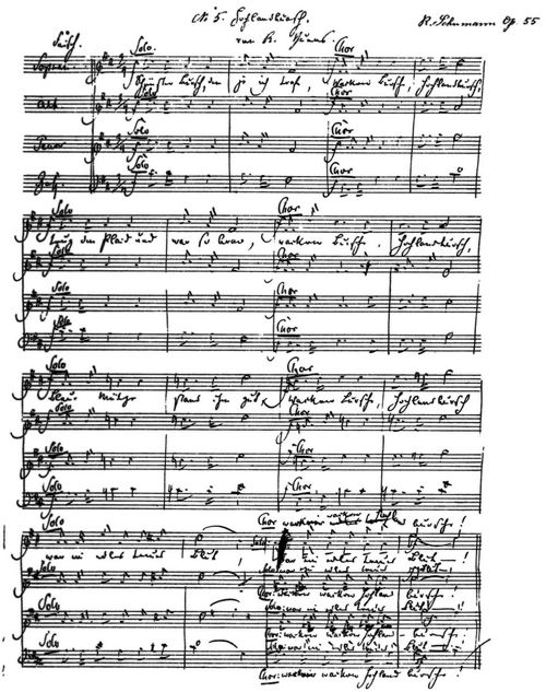 Handschrift Robert Schumanns.⋼Original im Besitze von Dr. Max Friedlaender in Berlin.(Einlage nach S. 76)