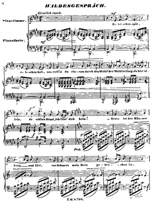 Verkleinerte Reproduktion des ersten Platten-Abzuges. Die Bleistift-Korrekturen von Robert Schumanns Hand.⋼Original im Besitz des Herrn Dr. Max Friedlnder, Berlin)(Einlage nach S. 87)