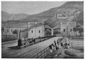 Abb. 3. Die erste Eisenbahn in Baden, Bahnhof zu Heidelberg