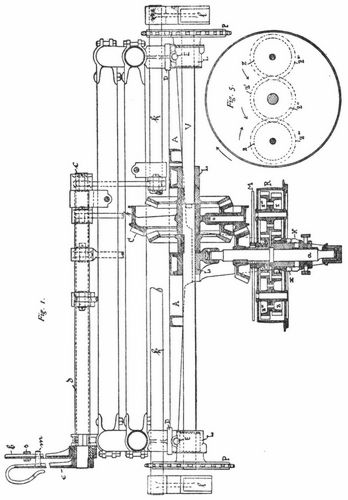 Abb. 22. Das älteste Benz-Planeten-Getriebe (aus der Patentschrift) R = Riemenscheibe, Z Z' Z'' ...