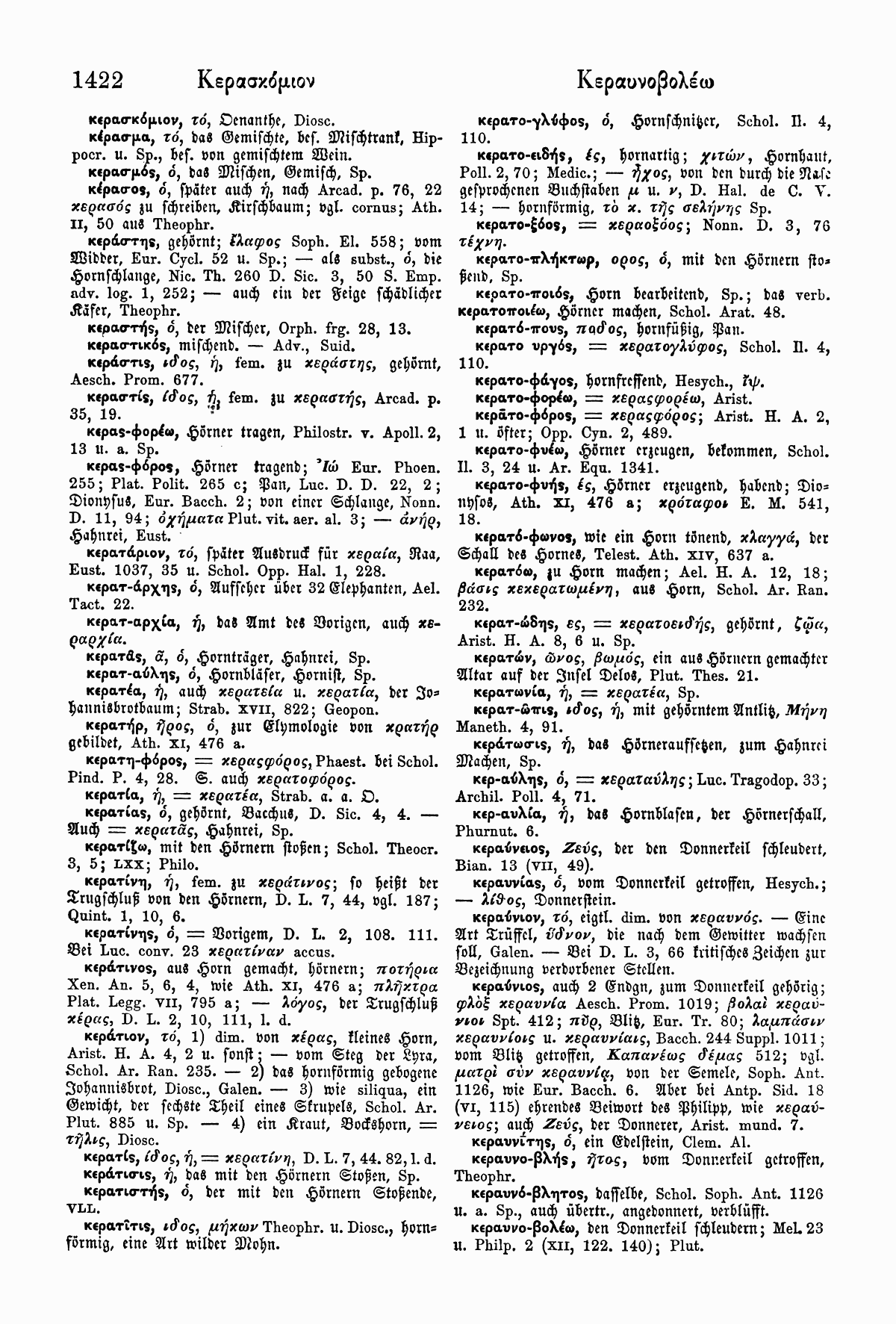 Wilhelm Pape: Handwörterbuch der griechischen Sprache. Braunschweig <sup>3</sup>1914, Band 1 S. 1422