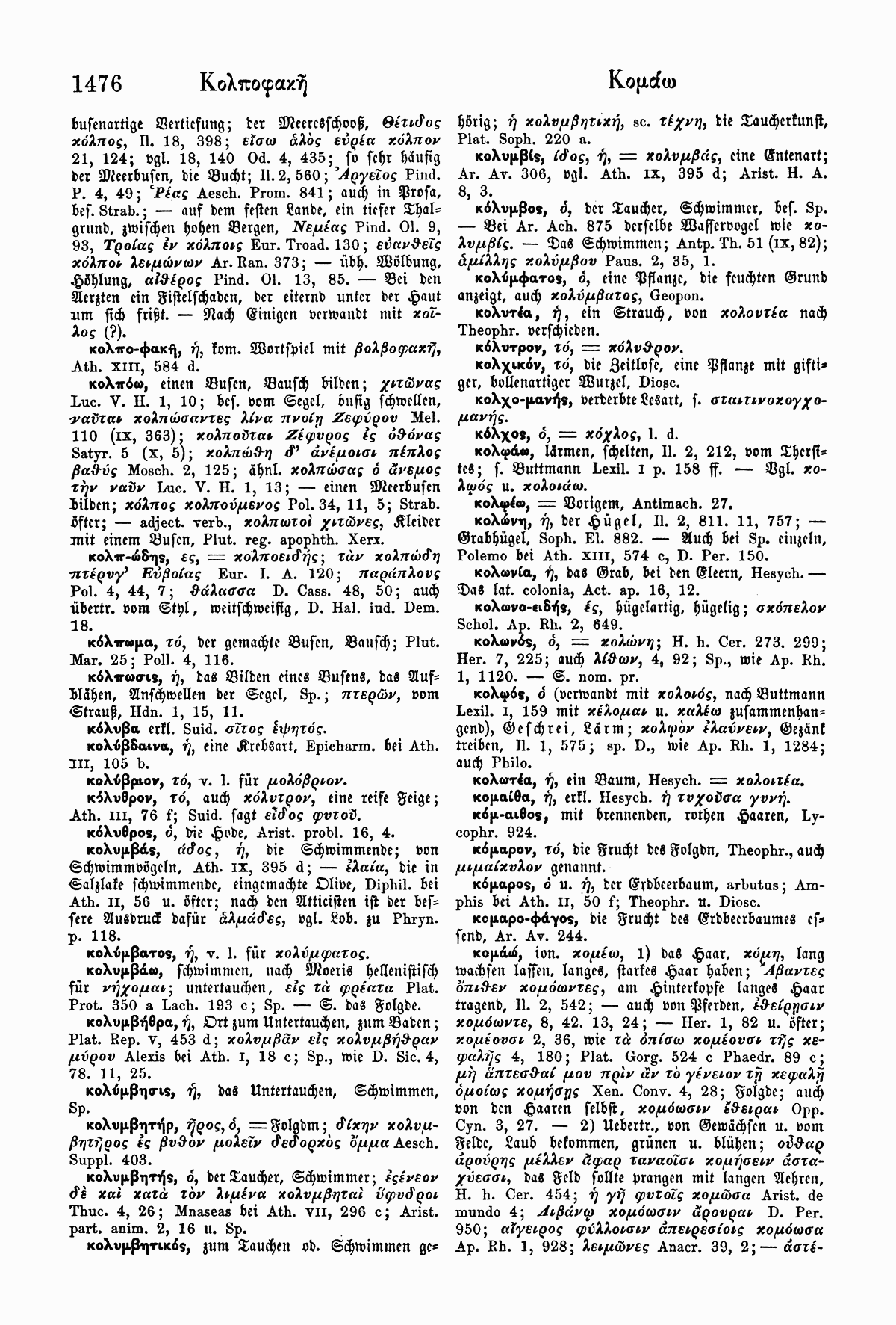 Wilhelm Pape: Handwörterbuch der griechischen Sprache. Braunschweig <sup>3</sup>1914, Band 1 S. 1476