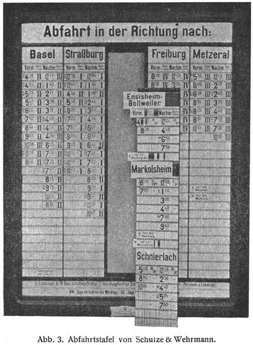 Abb. 3. Abfahrtstafel von Schulze & Wehrmann. 