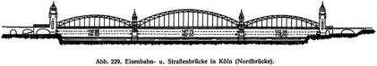 Abb. 229. Eisenbahn- u. Straenbrcke in Kln (Nordbrcke).