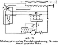 Abb. 178. Schaltungsprinzip einer Potentialreglersteuerung fr einen doppelt gespeisten Motor.