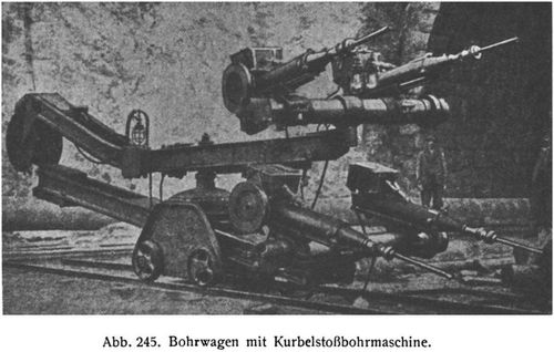 Abb. 245. Bohrwagen mit Kurbelstobohrmaschine.