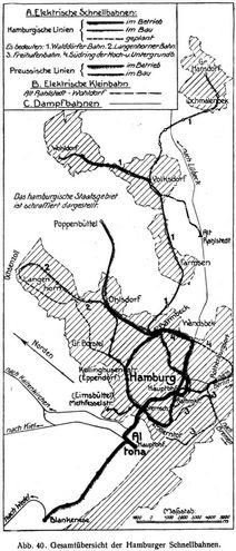 Abb. 40. Gesamtbersicht der Hamburger Schnellbahnen.