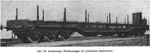 Abb. 114. Sechsachsiger Plattformwagen der preuischen Staatsbahnen.